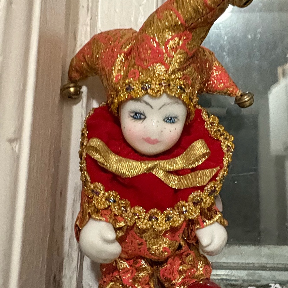 Red and Gold Jester Doll
